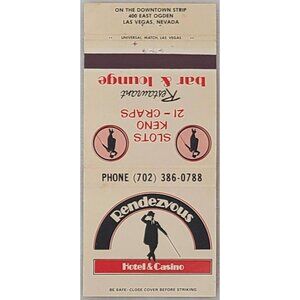 Vintage Rendezvous Hotel & Casino Las Vegas Nevada Matchbook Cover